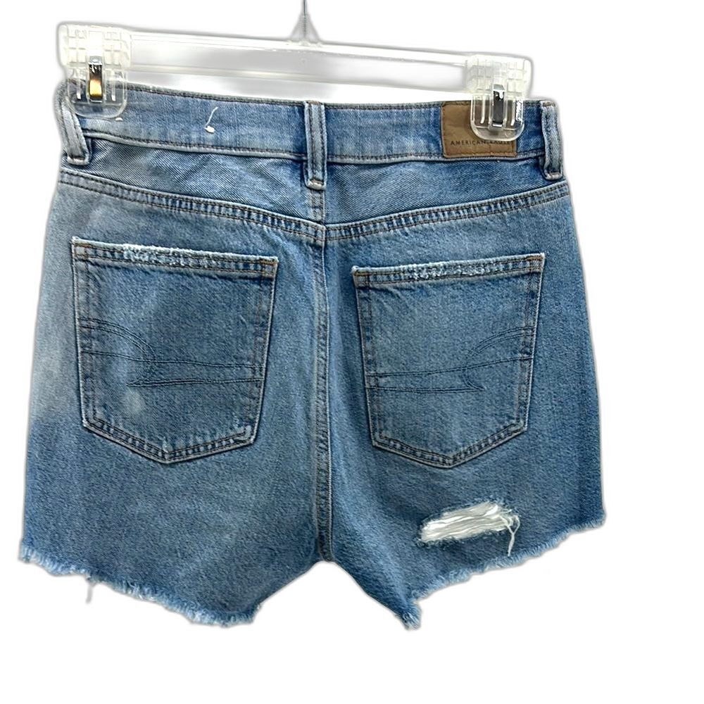 American Eagle Blue Jean Mom Shorts with Vintage Distressing - Picture 3 of 4